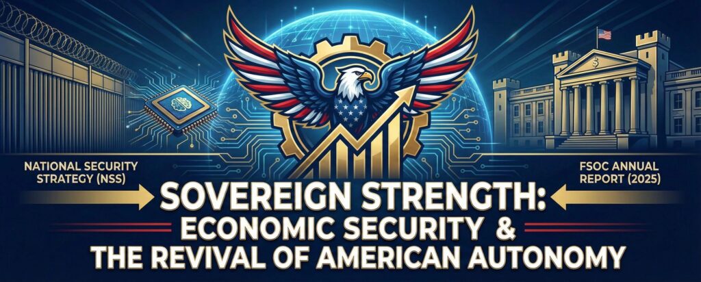 Eagle emblem with economic security theme