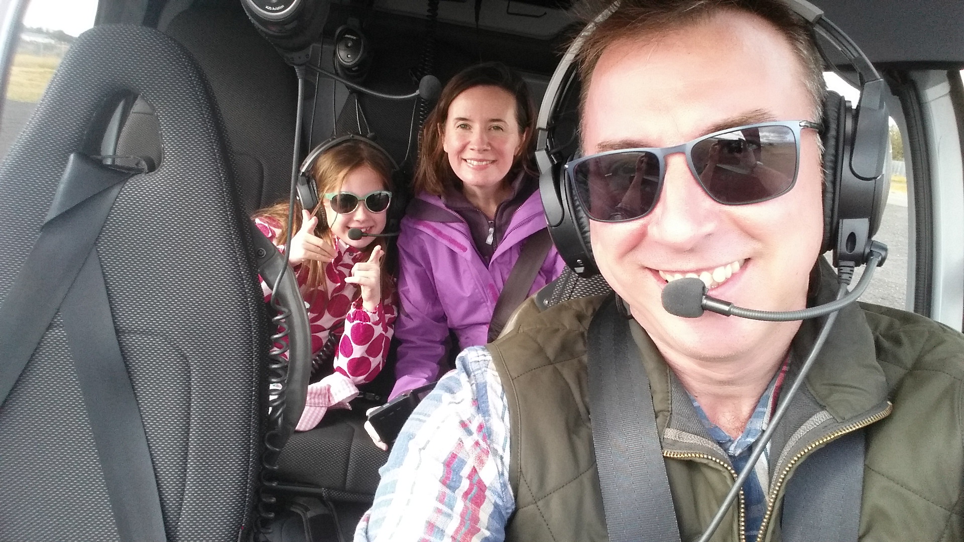 John, Gillian, and Emily on a helicopter ride